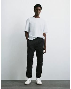 Pull&Bear Pantaloni Da Jogging Regular Fit Neri - Bianco