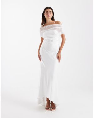 Six Stories – bridal – schulterfreies, verziertes midikleid - Weiß