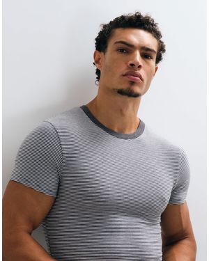Collusion Coll Fitted Stripe T-Shirt - Gray