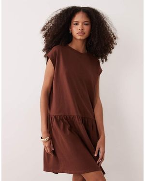 ASOS Circular Mini Smock Dress - Brown