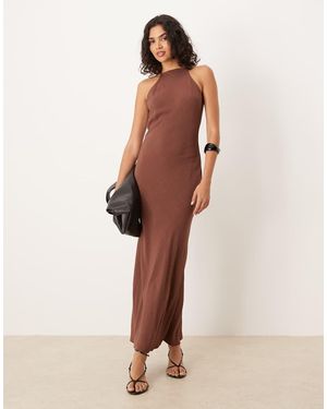 ASOS Vestido Largo Con Cuello De Nadadora De - Neutro
