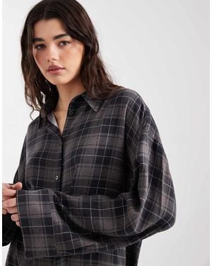ASOS Camicia Oversize Color Marrone Spazzolato A Quadri - Nero