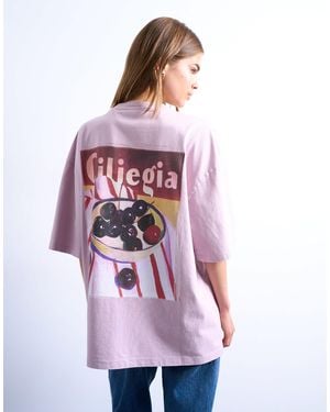 TOPSHOP Graphic Ciliegia Back Print Oversized Tee - White