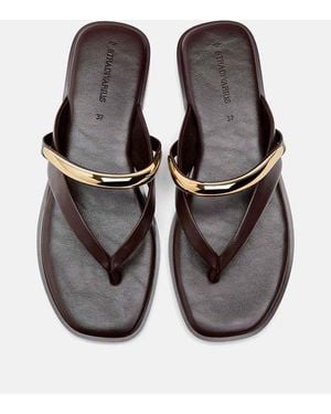 Stradivarius Flat Thong Sandals With Metal Detail - Black