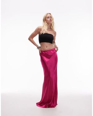 TOPSHOP Satin Bias Maxi Skirt - Pink