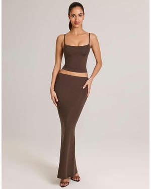 Oh Polly Avenley Jersey Low Rise Maxi Skirt Co-Ord - Natural