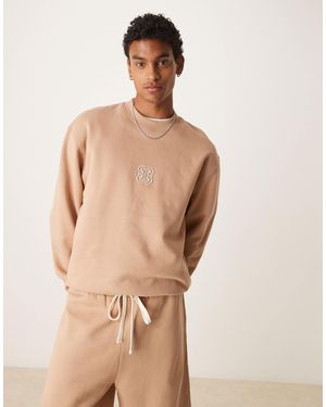 ASOS – hochwertiges sweatshirt aus schwerem stoff - Natur