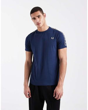 Fred Perry Ringer Taped Logo T-shirt - Blue
