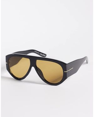ALDO Gafas De Sol Negras Estilo Aviador Con Lentes Amarillas Gruesas Kristinaa De - Negro