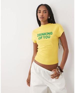 ASOS Baby Tee With Drinking Of You Slogan - Yellow