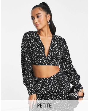Collective The Label Exclusivité - crop top d'ensemble froncé à petits cœurs - Blanc