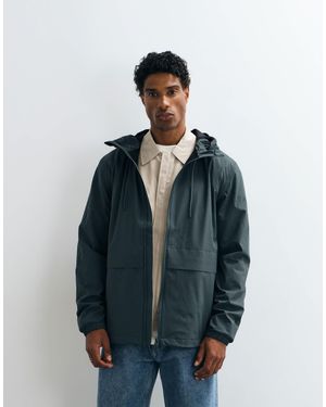 Rains 12420 Suva Hardshell Waterproof Relaxed Hooded Jacket - Blue
