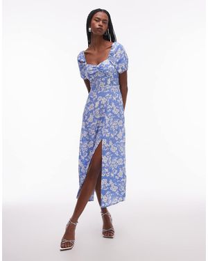& Other Stories Puff Sleeve Midi Dress - Blue