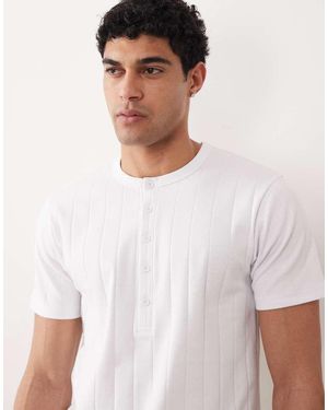 ASOS Ruimvallend T-Shirt Met Henley-Hals - Wit