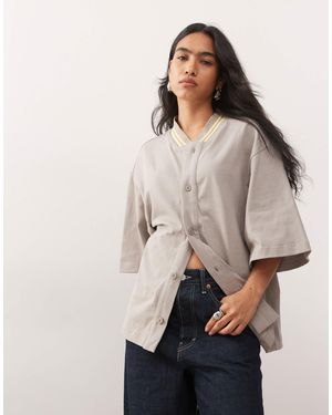 Lioness Clubhouse - top oversize en jersey style sport à épaules tombantes - taupe - Gris