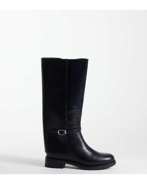 Glamorous Glamorous Stivali Al Ginocchio Da Equitazione Wide Fit Con Fibbia Neri - Nero