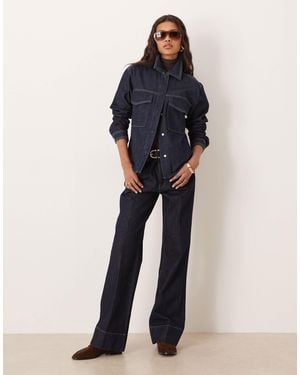 Mango Aylin Pleat Front Jean With Contrast Stitch Co-ord - Blue