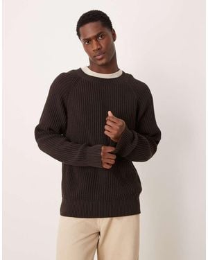 SELECTED Selected Ribbed Jumper With Raglan Sleeves - Brown