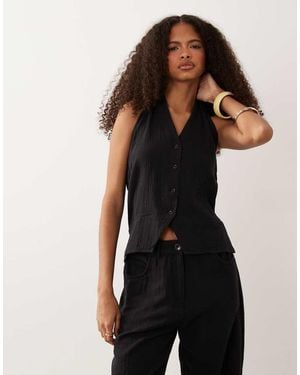Mango Pals Halterneck Waistcoat Top Co-Ord - Black