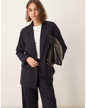 New Look Pinstripe Oversized Blazer Co-ord - Blue