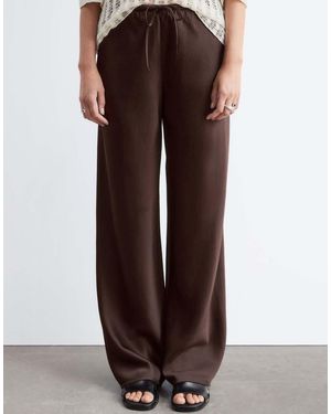 & Other Stories Wide Leg Satin Trousers - Brown