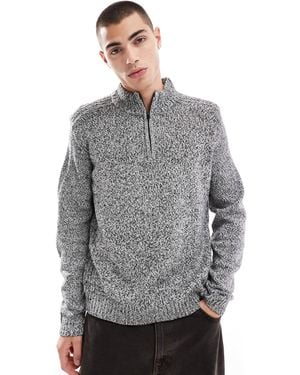 Another Influence Zip Funnel Neck Chunky Jumper - Grey