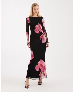 Vero Moda Long Sleeve Mesh Maxi Dress - Red