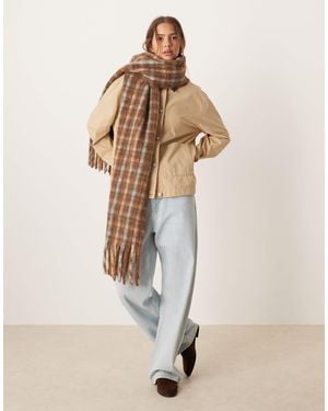 ASOS Woven Check Scarf - Natural