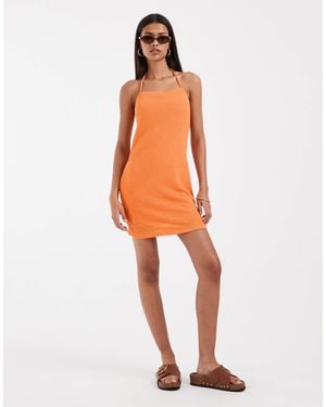 Vero Moda Halterneck Knit Mini Dress - Orange