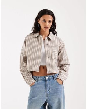 JJXX Cropped Twill Shacket - Natural