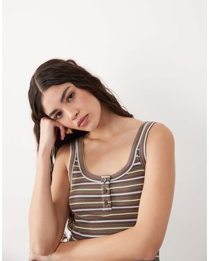ASOS – gestreiftes henley-trägertop mit ringerrücken - Mehrfarbig