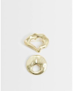 ASOS Pack De 2 Broches En Tonos Dorados Variados Con Diseño Abstracto - Blanco