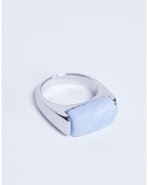 TOPSHOP Raquel Stainless Steel Stone Ring - Blue