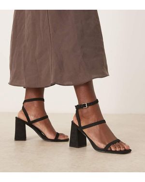 Raid Wide Fit Sandalias Negras De Tacón Grueso De Ante Jeeya De -Negro - Marrón