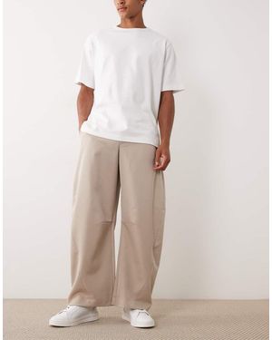 ASOS Smart Barrel Leg Trousers - Natural