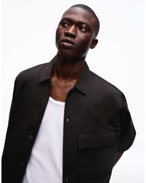 Bershka Boxy Short Sleeve Shirt - Black