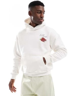 Hollister Sudadera Con Capucha Y Detalle De Estampado De Frutas En La Espalda De -Neutro - Blanco