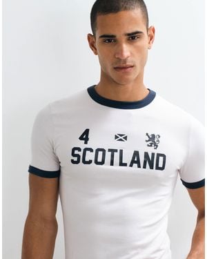 ASOS Muskelshirt mit ringer-ausschnitt und schottland-fußballgrafik - Weiß