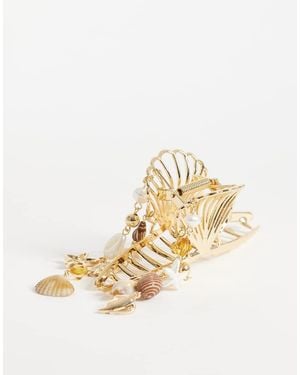 ASOS Hair Claw Clip With Sea-life Charms - Natural