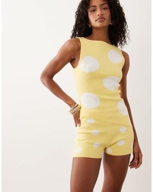ASOS Knit Asymmetric Shorts - Yellow
