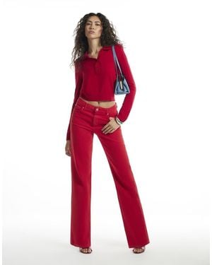 River Island 90S Mid Rise Slim Straight Leg Jeans - Red