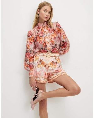 River Island Floral Belted Shorts - Pink
