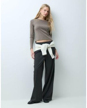 Abercrombie & Fitch Geribbelde Top Met Lange Mouwen - Grijs