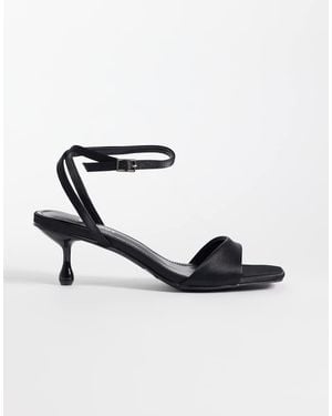 Glamorous Kitten Heel Sandals - White