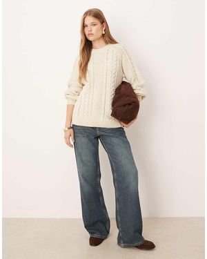 Aware Grofgebreide Oversized Trui Met Kabels - Blauw