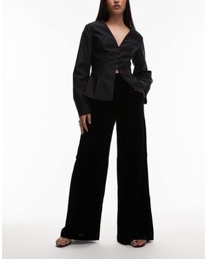 & Other Stories Velvet Wide Leg Pants - Black