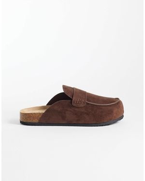 SEQWL Wide Fit Soda Slip On Loafer Style Mules With - Brown