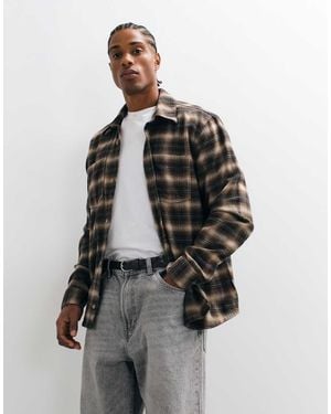 Hollister Long Sleeve Brushed Flanned Shirt - Grey