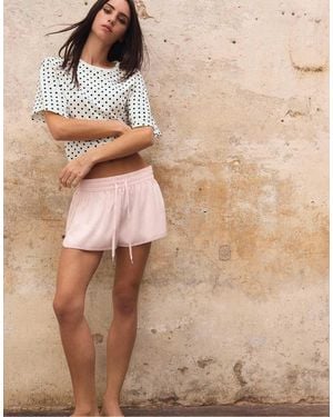 Stradivarius Satin Mini Shorts - Natural