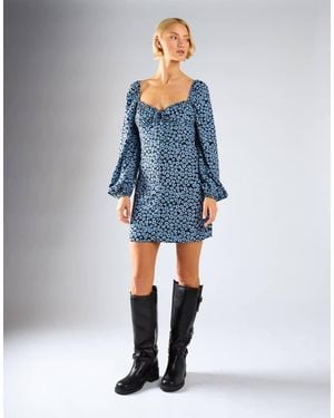 Glamorous Long Sleeve Mini Dress - Blue